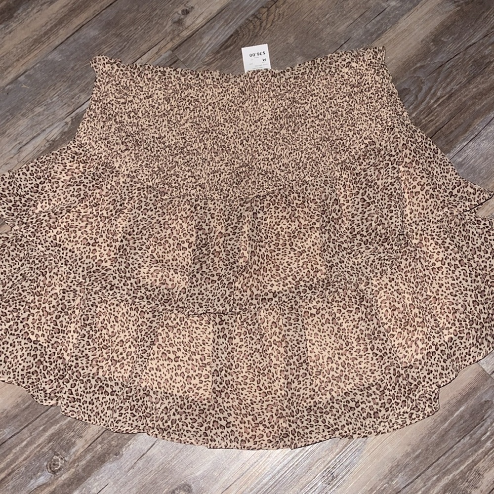 Tan and Brown Smocked Ruffle Skirt/skort with Ruffled Tiers